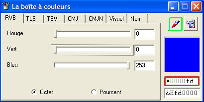 choisir une couleur pour la propriété CSS color par la boîte à couleurs