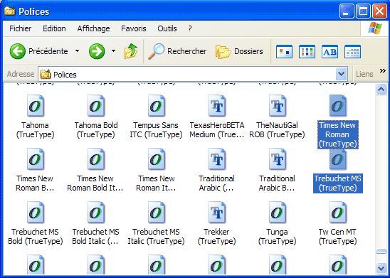 font-family : dossier des fonts en Windows
